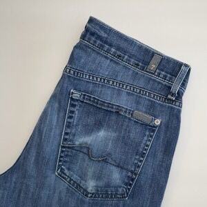 7 For All Mankind Slimmy Jeans Mens 33x27 Distressed Light Wash Luxe Performance